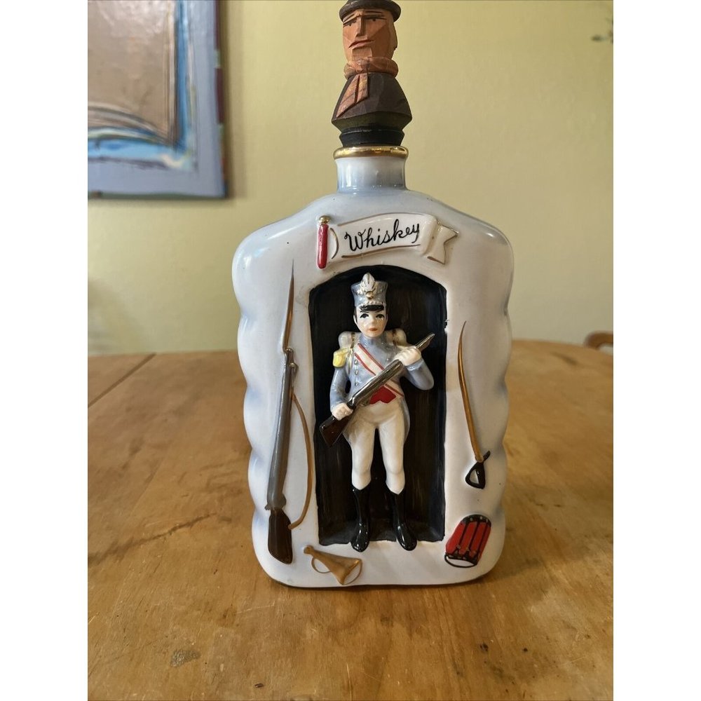 Vintage Shields Fifth Avenue Whiskey  Soldier Decanter With Anri Wood Stopper